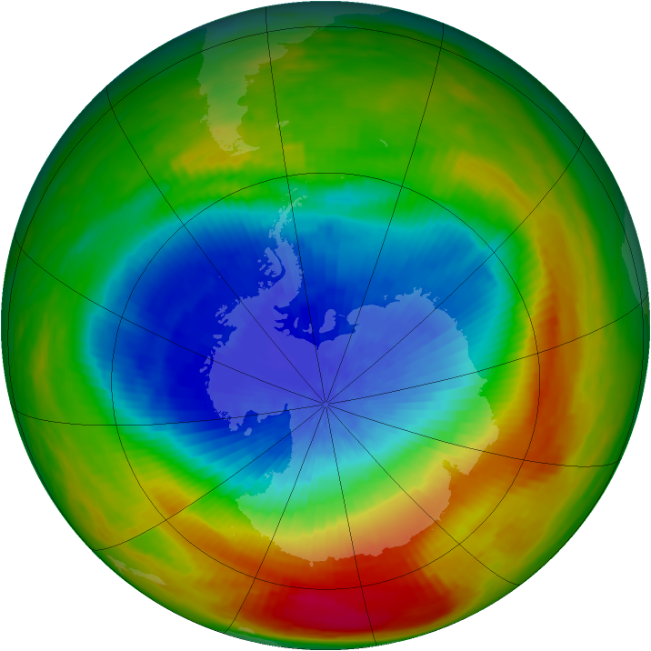 Antarctic ozone map for 03 October 1988